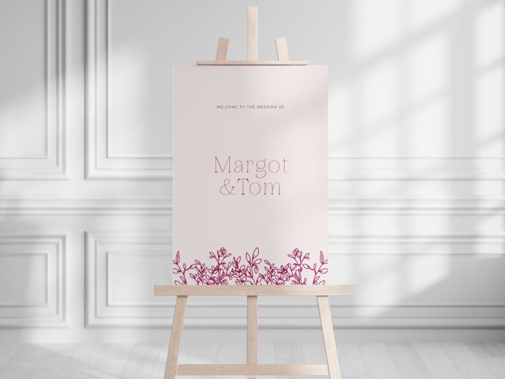 pink floral wedding welcome sign