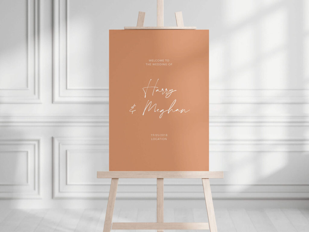 Meghan wedding sign, wedding welcome sign on a stand