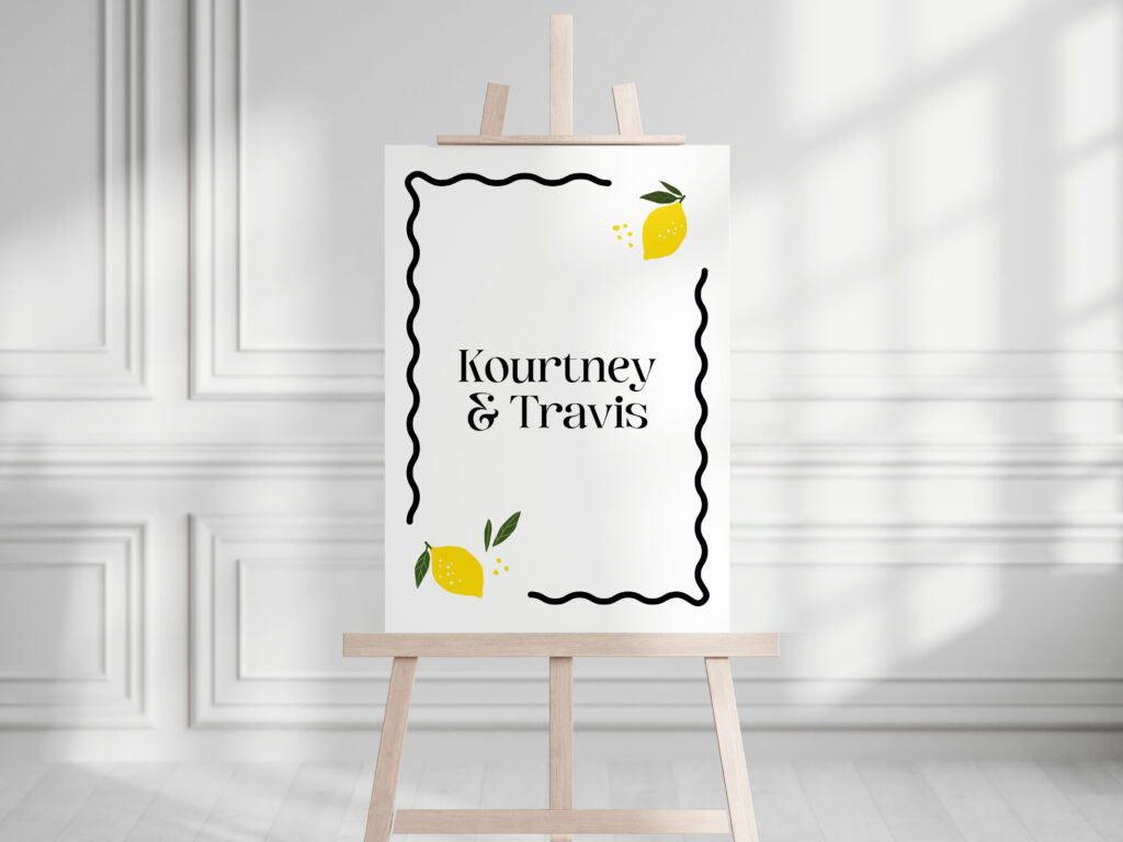 lemon theme wedding welcome sign