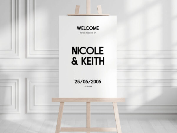 All Caps Typography Wedding Welcome Sign, Mr and Mrs Sign
