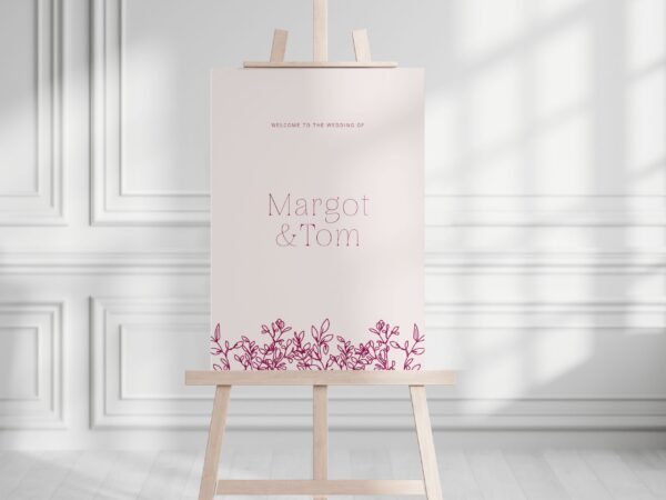 Rustic Floral Design Coloured Wedding Welcome Sign, Mr and Mrs Sign
