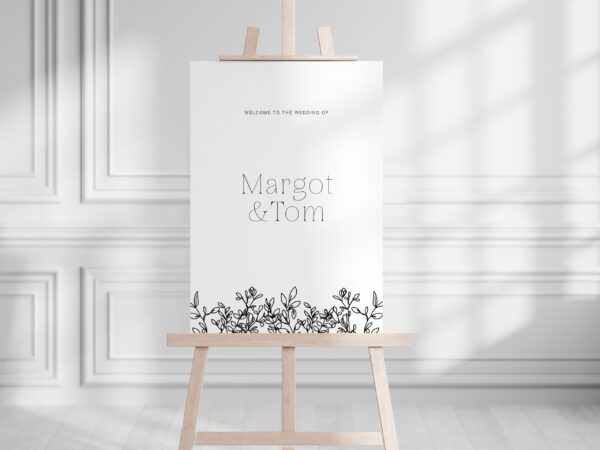 Rustic Floral Design Wedding Welcome Sign, Mr and Mrs Sign