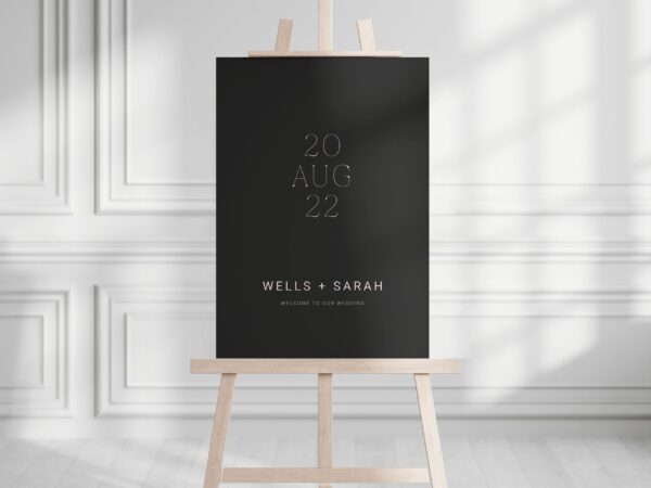 Simple and Minimalist Coloured Wedding Welcome Sign, Mr and Mrs Sign